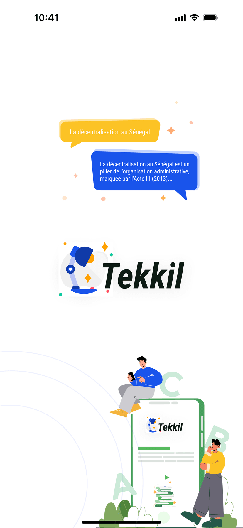 Tekkil App — Écran d'accueil